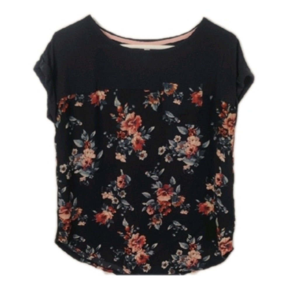 Xhilaration Blue Floral Pattern Top Size Small